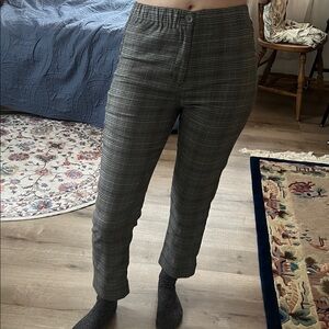 Gray Plaid Ankle Pants